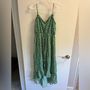 In Loom Empire Waist Hi-Lo Floral Dress - Kelly Green